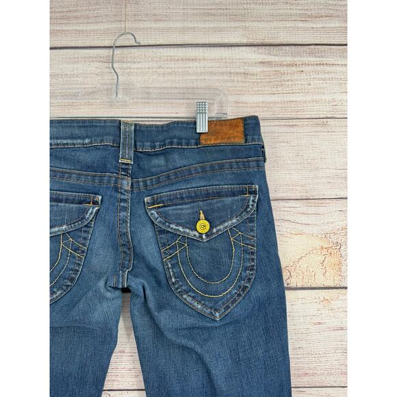 True Religion Joey Flare Button Flaps Jeans Womens 30 Blue Medium Wash Denim - Picture 4 of 12